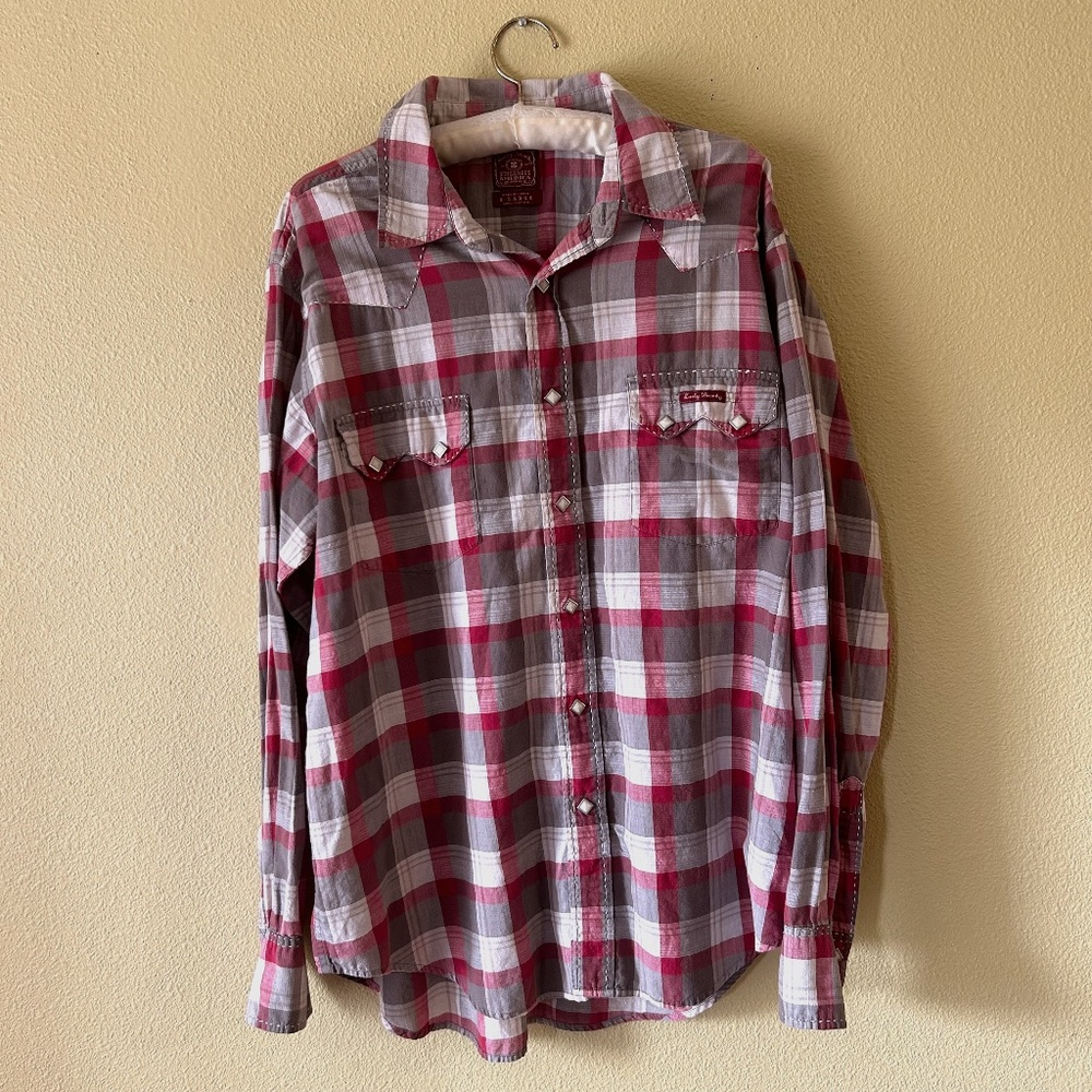 Lucky Brand Dungarees America Plaid Western Flannel Mens size XL